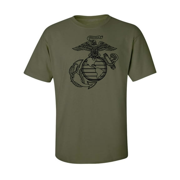 USMC Marines Eagle, Globe and Anchor Short Sleeve T-Shirt in Military Green