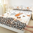 thumbnail image 3 of jejeloiu Jungle Cheetah Pattern Twin Sheet Sets,Orange Silver Glitter Print Twin Fitted Sheet,Cartoon Butterflies Flat Sheet For Girl,Breathable Home Decor,3 Pieces, 3 of 7