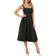 thumbnail image 4 of Vestido midi sin mangas de cuello cuadrado para mujeres, vestido de fiesta y de invitada de boda, elegante y clásico, talla XL, negro, 4 of 6