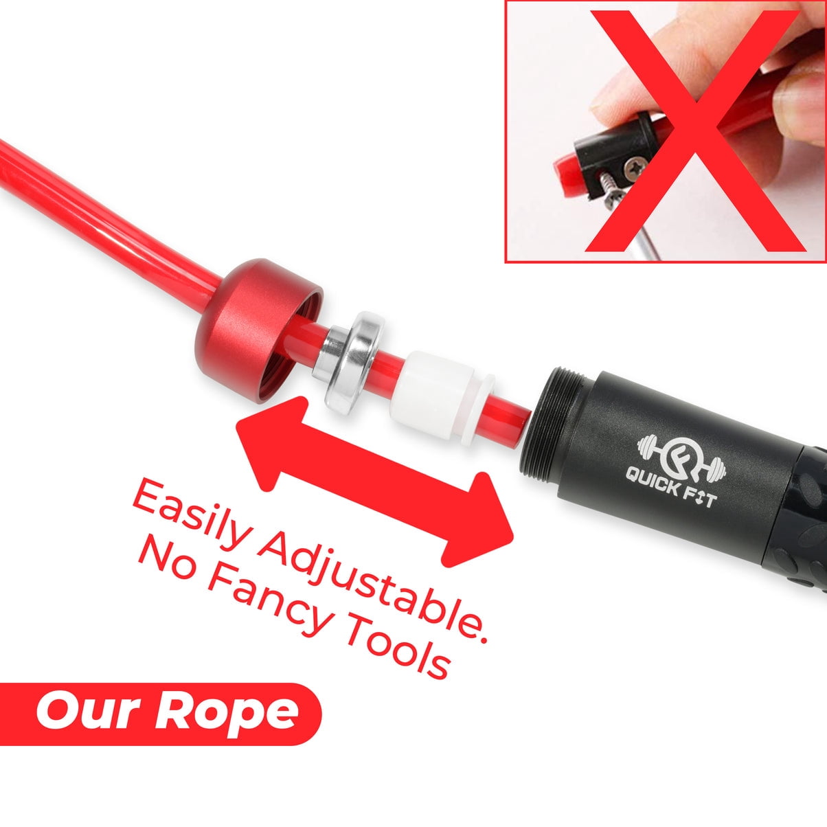 Quick Fit Weighted Jump Rope Set of 2 (1LB) w/ Non-Weighted Skipping Cord - Portable Exercise Accessory for Cardio, HIIT, Endurance - Fun Workout Aid for Burning Heavy Calories - Ball Bearing Handles
