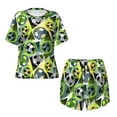 thumbnail image 4 of Picia Football Doodle Pajamas Sets for Women Soft Short-Sleeved Pjs with Lounge Shorts Two Piece Sleepwear-Small, 4 of 9