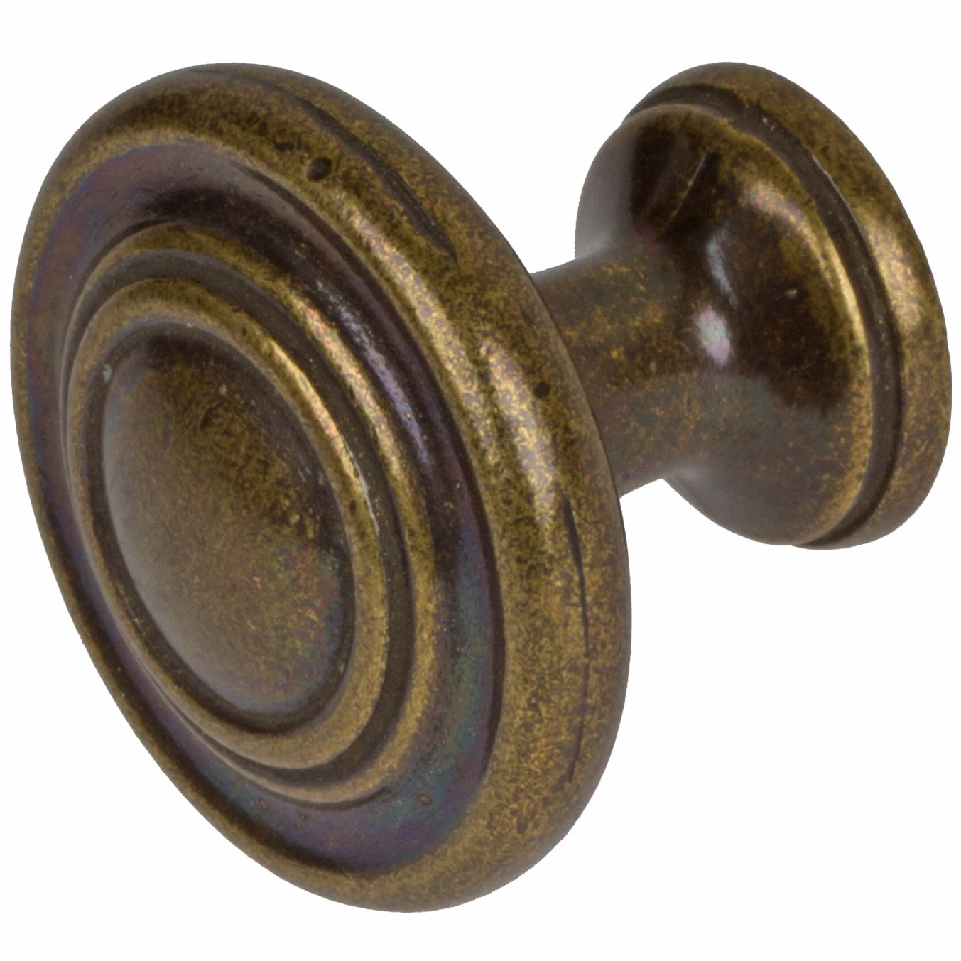 GlideRite 1.25 in. Classic Round Ring Cabinet Knobs, Antique Brass, Pack of 25