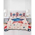 thumbnail image 2 of Twin Quilt Bedding Set, Patriotic USA Flag Reversible Summer Quilt 3 Pieces, Memorial Blue Red Freedom Lines Lightweight Bedspreads Coverlets with 2 Pillow Shams for All Seasons, 2 of 5