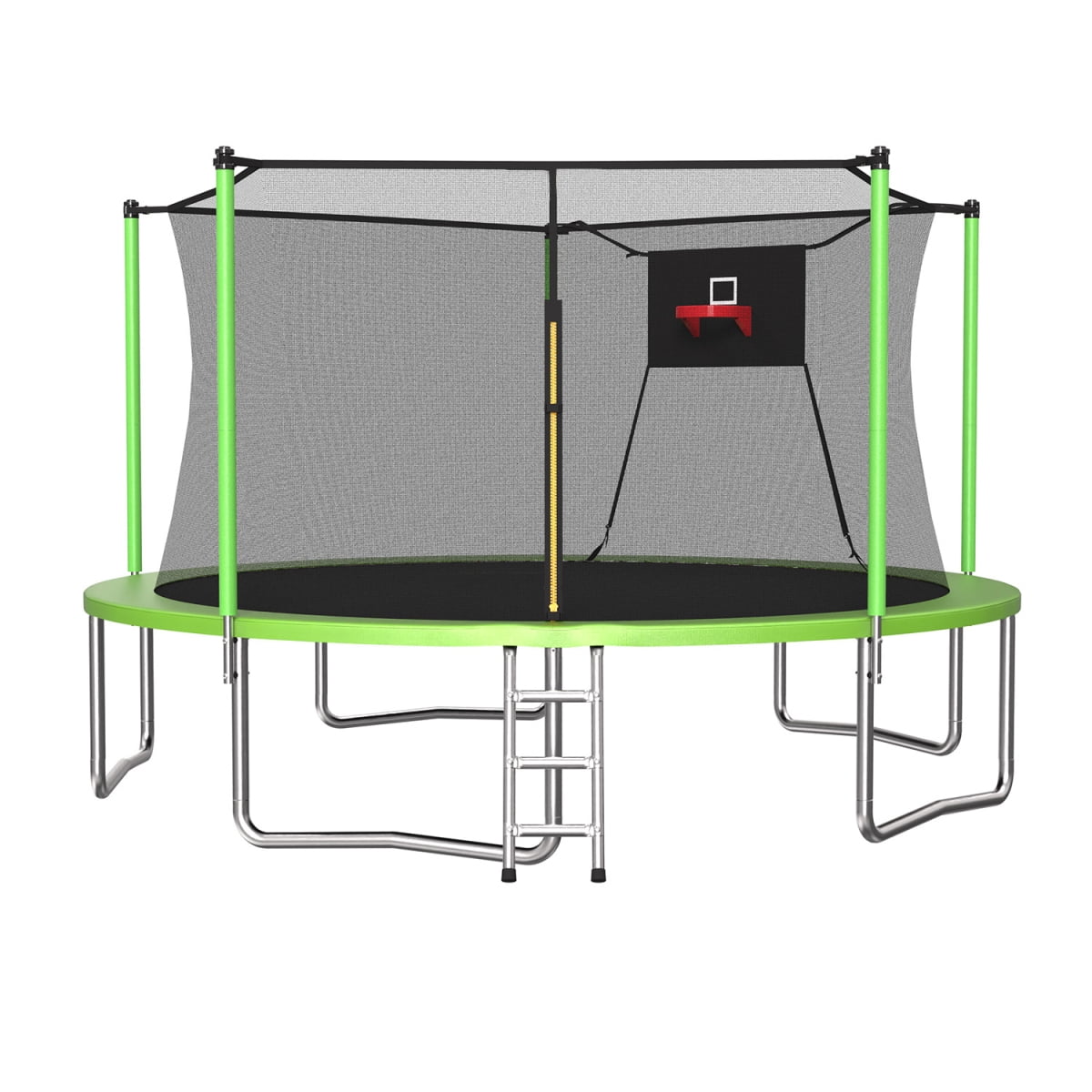 14FT Trampoline with Enclosure Net – Outdoor Indoor Recreational Fitness Trampoline for Sports, Green