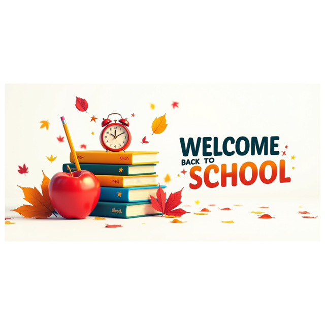 Colorful Welcome Back to School Banner with Books Apple Alarm Clock and Autumn Leaves Backdrop Party Decorations for Classroom Entrance School Events and Photo Props