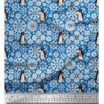 thumbnail image 1 of Soimoi Moss Georgette Fabric Floral & Penguin Ocean Print Sewing Fabric Yard 42 Inch Wide, 1 of 1