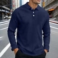 thumbnail image 5 of Men's Button Down Long Sleeve Shirt Turndown Collar Pullover Cotton Polyester Spandex Blend Solid Color Casual Top For Daily Office Work | Zenithor,Dark Blue M, 5 of 7