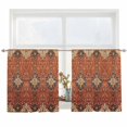 thumbnail image 2 of Brown Red Semi Sheer Window Curtains 45 Inches Long, Vintage Boho Ethnic Geometric Abstract Art Rod Pocket Voile Silky Chiffon Curtain Light Filtering Drapes for Living Room, 52"x45", 2 Panels, 2 of 9
