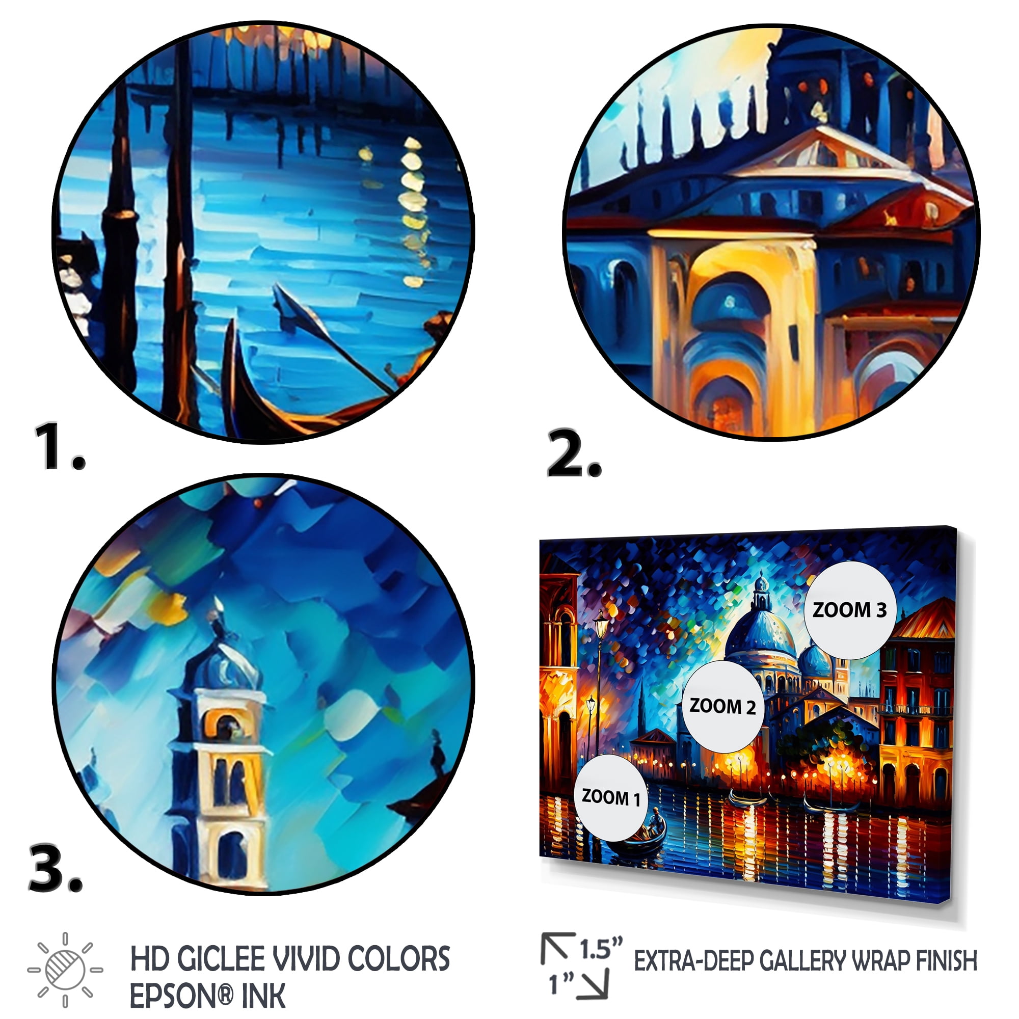 Designart Colorful Venice City Canvas Wall Art