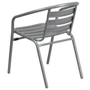 Flash Furniture Lila Silver Metal Restaurant Stack Chair with Aluminum Slats