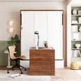 thumbnail image 4 of Full Size Murphy Bed With Foldable Desk – Space Saving Wall Mounted Bed For Small Rooms – Walnut And White, 4 of 9