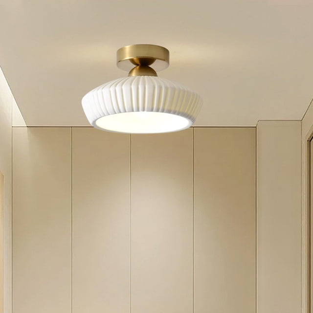 PEONAVET Ceramic hallway light Corridor Light White Ceramic Cover Balcony Ceiling Light Entrance Foyer Hallway Light