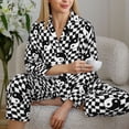 thumbnail image 6 of Bingfone Womens Pajama Sets Ying Yang Checkered Print,Long Sleeve Loungewear Pajamas Set-Large, 6 of 8
