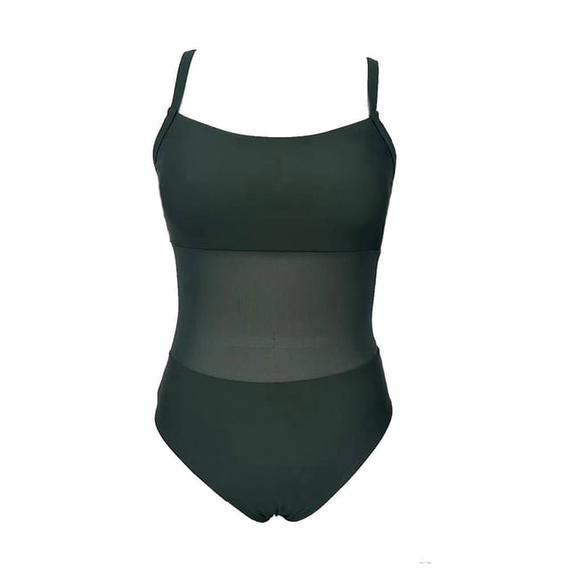Traje de Baño Ocean Pacific para Mujer completo con Mesh en Vientre, Tirante Delgado Verde Talla EG