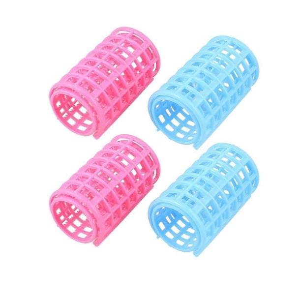 Set de rulos para mujer, peinado sin calor, fácil de usar, rizadores de plástico de dos colores, paquete de 4