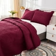thumbnail image 5 of MarCielo  3 Piece Cotton Oversized Bedspread Quilt Set Tmonica Wine Burgundy - Queen, 5 of 6