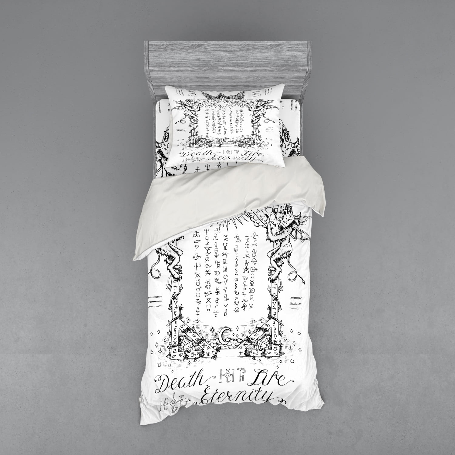 Occult Duvet Cover Set, Gothic Medieval Magic and Spell Eternal Life