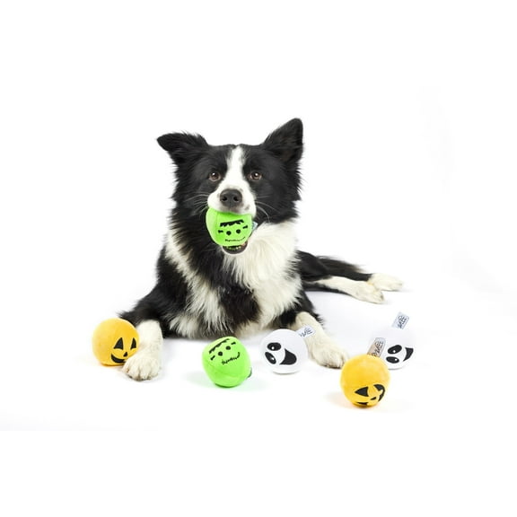 Midlee Silly Face Halloween Balls Plush Dog Toy