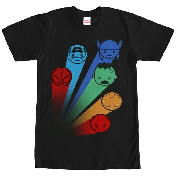 Men's Marvel Avengers Kawaii Rainbow  Graphic Tee Black Medium