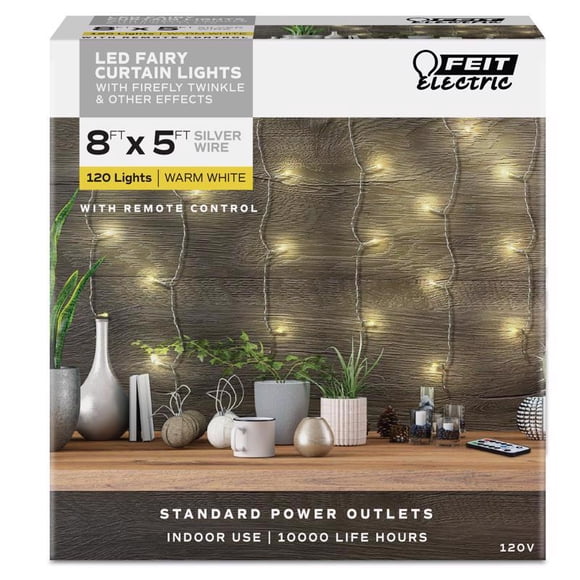 Cortina LED Feit de String Lights, color blanco cálido, 1,5 m, 120 luces