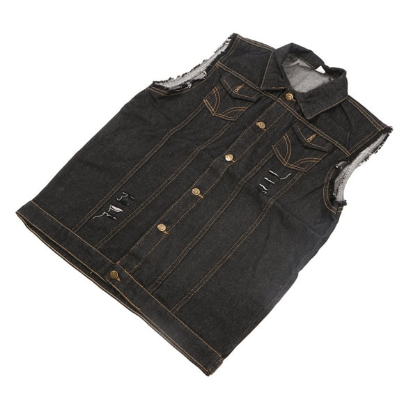 Chaleco de vaquero de moda para hombre,Chaleco de vaquero para hombre Chaleco de vaquero de un solo pecho Hombre Chaleco de vaquero con cuello vuelto Funcionalidad de alta precisión