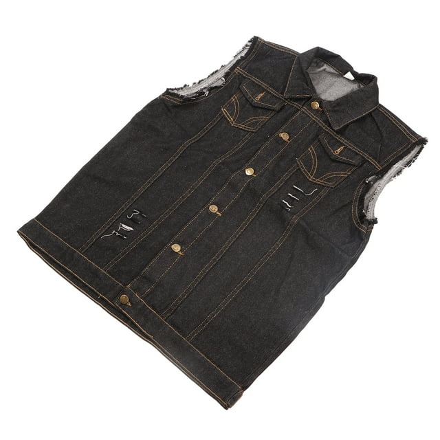 Chaleco de vaquero de moda para hombre,Chaleco de vaquero para hombre Chaleco de vaquero de un solo pecho Hombre Chaleco de vaquero con cuello vuelto Funcionalidad de alta precisión