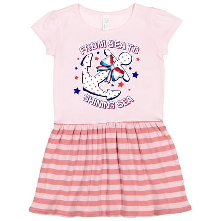 

Inktastic From Sea to Shining Sea with Patriotic Anchor and Bow Gift Toddler Girl Dress