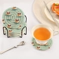 thumbnail image 5 of Haosy Set of 6 Drink Woven Coaster with Holder Heat Resistant Non-Slip Bar Coasters 4 Inches Otter with Sunglasses Swimming, 5 of 7