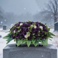 thumbnail image 6 of Roiihwy Memorial Day Decor Artificial Satin Saddle Flower, Tombstone Decoration, Cemetery Grave Memorial Flower, 23.6in Purple, 6 of 7