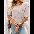 thumbnail image 4 of Suéteres de Corta para Mujer, Suéter de Cuello Redondo de Verano, Tops de Crochet. Colorante de Avena M, 4 of 9