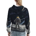 thumbnail image 7 of Picia Astronaut Standing In The Moon Pattern Casual Women's Hoodie, Hooded Sweatshirt with Kangaroo Pocket, Comfortable Pullover with Eye-catching Drawstrings-Large, 7 of 7