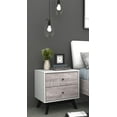 thumbnail image 2 of TMS Crislana Mid-Century Nightstand with Two Gray Faux Concrete Drawers, WHite/Black, 2 of 6
