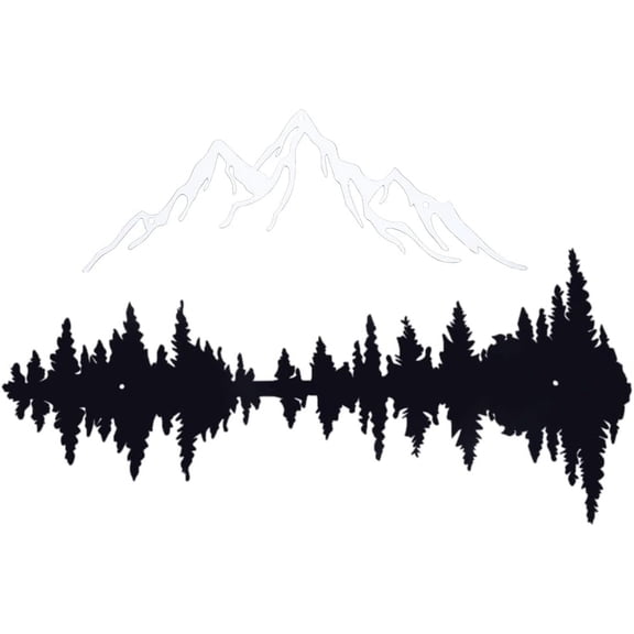 2Pcs Mountain Range Metal Wall Art Forest Wall Decor Iron Wall Signs Hanging Rustic Metal Ornament Sculpture for Balcony Garden Home Living Room Bedroom Decoration Christmas Silver Black DIY