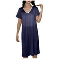 thumbnail image 6 of Idoravan Night Gown for Women Nightgowns for Women Short Sleeve Women's V Neck Solid Color With Chest Cushion Loose And Comfortable Plus Size Home Skirt, 6 of 7