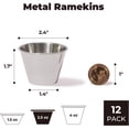thumbnail image 3 of Fit Préparation de Repas [12 Pack Tasses à Sauce en Acier Inoxydable 2.5 oz, Ramequins en Métal Réutilisables, Bols à Condiments de Qualité Commerciale, Tasses à Portions Individuelles, Petites Tasses Rondes au Jus pour Maison, Restaurant, 3 of 7