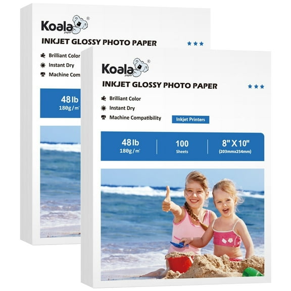 Koala Glossy Photo Paper 8x10 200 Sheets 10Mil 48lb Professional Inkjet Photo Paper for Photographer, Making Picture Frame, Photo Ablum