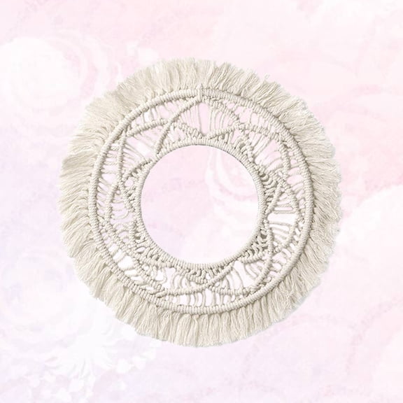 Homoyoyo White Cotton Rope Round Tapestry Wall Hanging Nordic Boho Macrame Wall Art Decor for Home Living Room