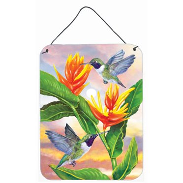 Carolines Treasures PRS4021DS1216 Black Chinned Hummingbirds Golden Heliconia Wall or Door Hanging Prints 12x16