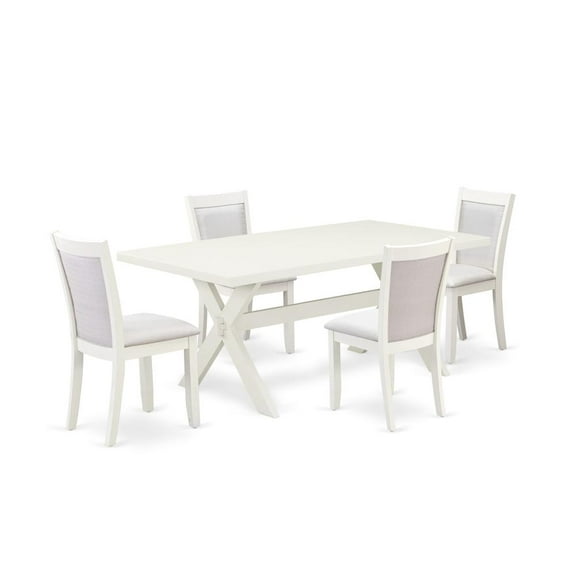 East West Furniture X027MZ001-5 5-Pc Dining Table Set Includes a Kitchen Table and 4 Cream Modern Dining Chairs - Wire Brushed Linen White Finish