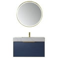 thumbnail image 3 of Vinnova Alicante 36" Single Floating Vanity White Top Classic Blue w/ Mirror, 3 of 11