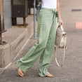 thumbnail image 4 of Womens Casual Pants Fashion All Match Jeans Pants with Bow Tie Waist Wide Leg Straight Trousers Solid Color Comfort Pant, 4 of 4