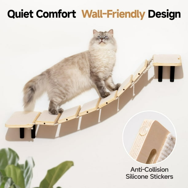Set Of 6 Wooden Cat Wall Steps & Shelves – Climbing Furniture With Non-Slip Felt