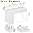 thumbnail image 3 of Eunos 39.4 inch White Computer Desk Gaming Desk with Power Outlets & LED Light and 4 Tiers 6 Drawers for Home Office, 3 of 10