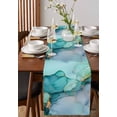 thumbnail image 4 of Ldtrchee Teal Marble Table Runner 70 Inches, Abstract Ink Painting Luxury Modern Bed Runner Dresser Scarves Tabletop for Indoor Outdoor Parties/Ceremony/Banquet, 13" x 70", 4 of 8