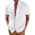 thumbnail image 1 of Camisas s Para Hombre Slim Fit Camisa de manga corta con cuello y botones sueltos para hombre, vacaciones en la playa (White, L), 1 of 4