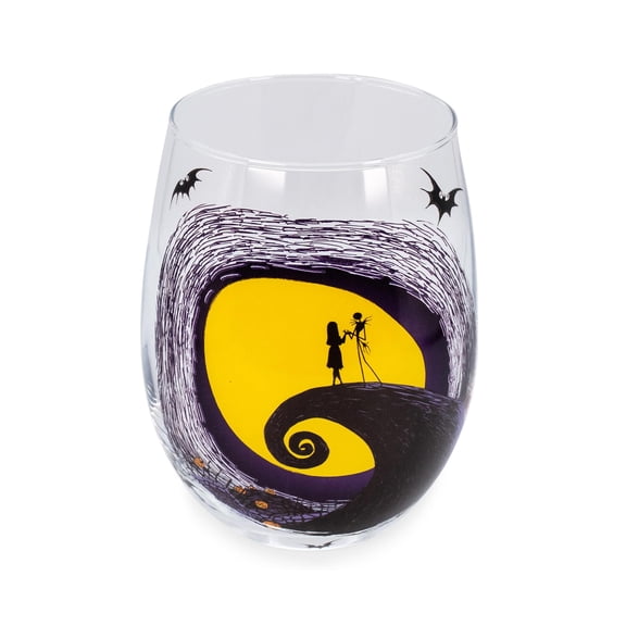 Disney The Nightmare Before Christmas Jack & Sally on Spiral Hill Stemless Glass