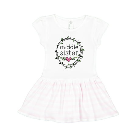 

Inktastic Middle Sister Leaves Circle Heart Gift Toddler Girl Dress