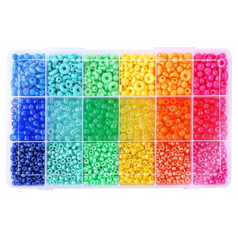 Hello Hobby Rainbow Bead Box 3200 Pieces with Assorted Shapes and