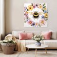 thumbnail image 5 of Rustic Bee Garland Wall Art Painting on Canvas, Spring Watercolor Flowers Canvas Art Home Prints Wall Art Framed Modern Artwork for Living Room Bedroom Wall Decor 12x12in, 5 of 9