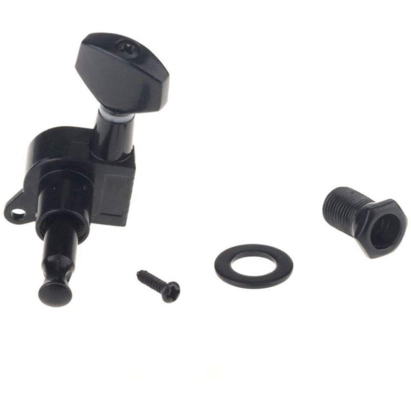 24 Pieces Guitar String Tuning Pegs Keys 3 Left 3 Right Guitar Machine Heads Knobs with Strap Button Locks Picks (Black)